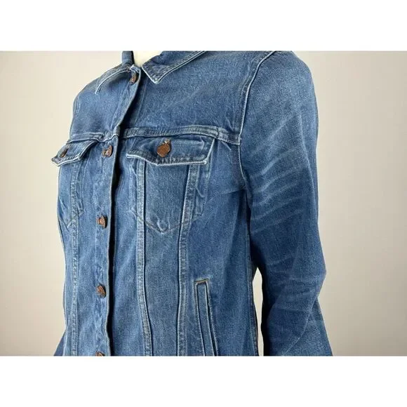 Madewell Classic Denim Jean Jacket Women M NWT Cotton Pockets Long Sleeve Blue‎